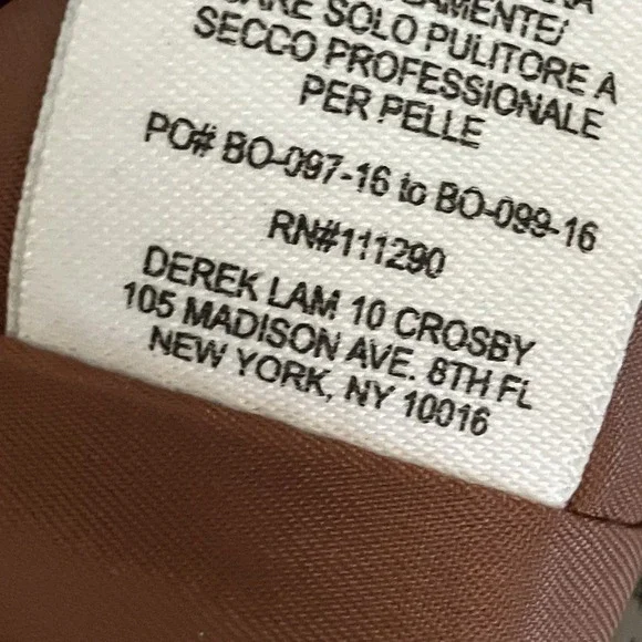 DEREK LAM 10 Crosby Lambskin Leather Moto Jacket Womens Brown‎ Cognac